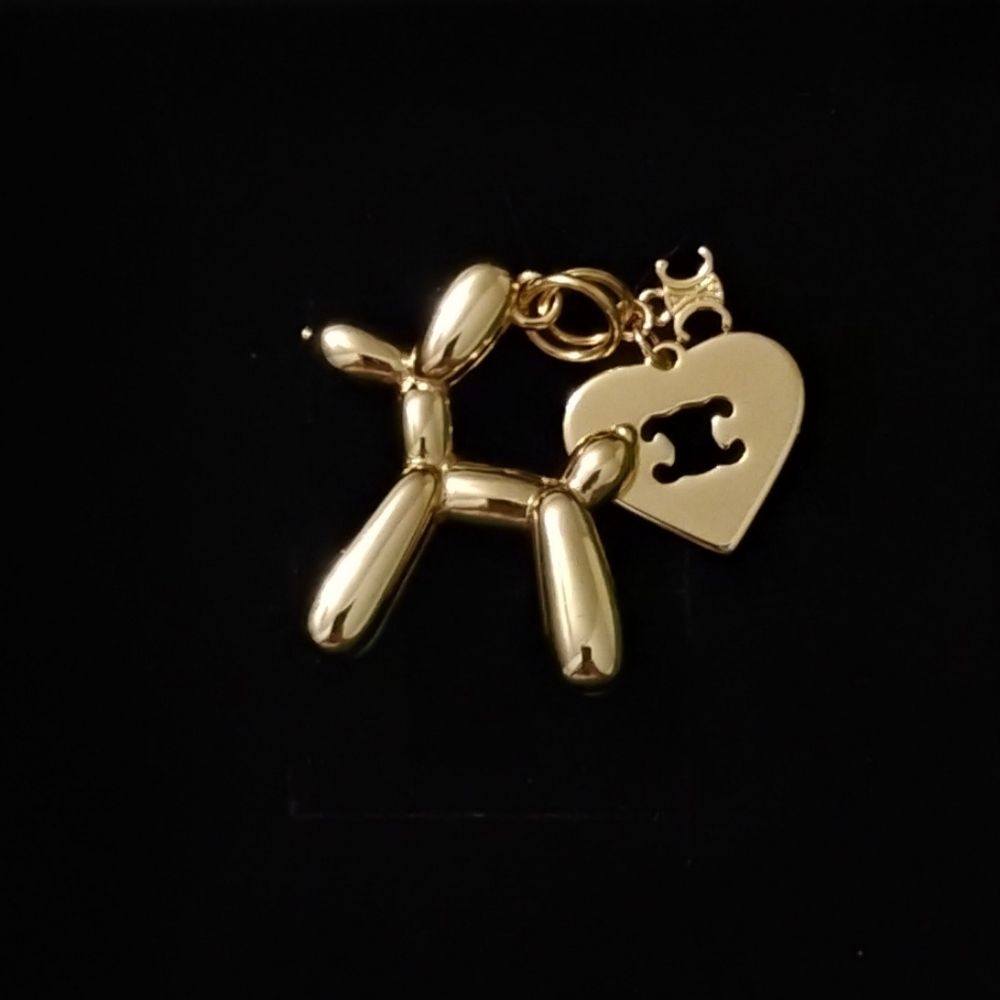 Upcycled Gold Balloon Dog Charm With Charms - Picture 13 of 13